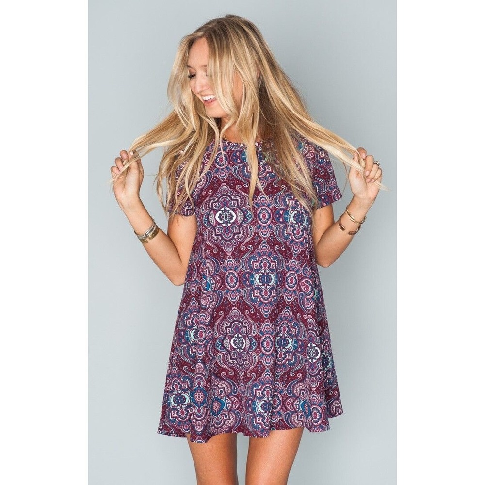 New Show Me Your MuMu Nicks Babydoll Short Sleeve Mini Dress Paisley M Medium